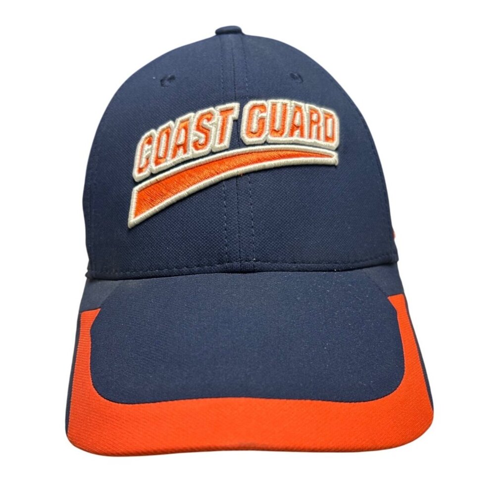 Nike Coast Guard Legacy91 Dri Fit Cap Stretch Fit Hat Navy Blue Orange Military